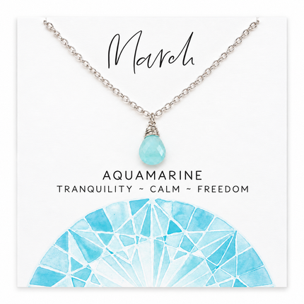 March Birthstone Necklace - Sterling Silver