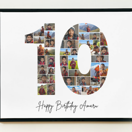 10th Birthday Milestone Photo Collage Template – Customizable Canva Design