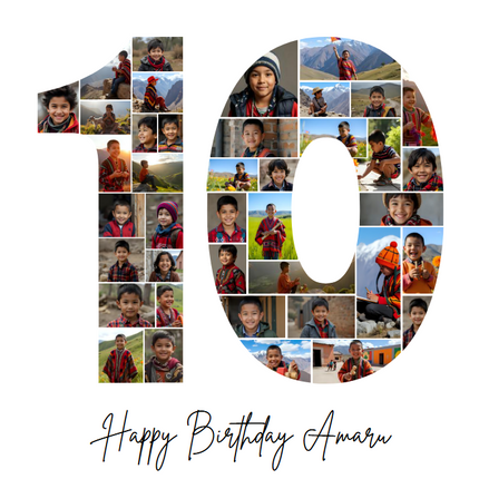 10th Birthday Milestone Photo Collage Template – Customizable Canva Design