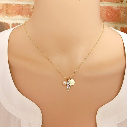 Angel Wing Necklace - 14k Gold Fill Memorial Jewelry - Sympathy Gift