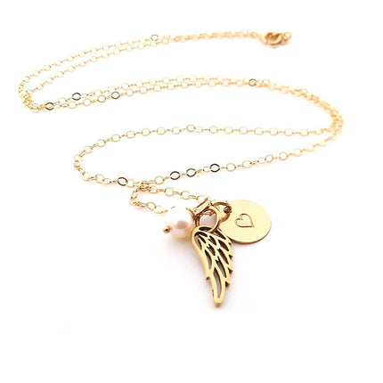 Angel Wing Necklace - 14k Gold Fill Memorial Jewelry - Sympathy Gift