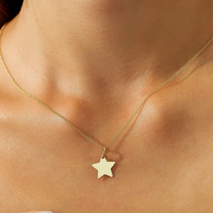Bronze Star Charm Necklace – Dainty 16 Inch Cable Chain