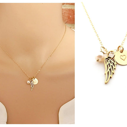 Angel Wing Necklace - 14k Gold Fill Memorial Jewelry - Sympathy Gift