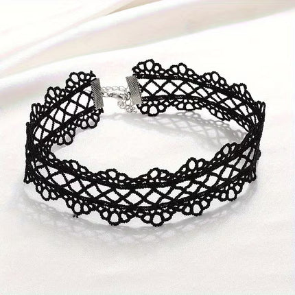Black Lace Choker Necklace | Wide Gothic Choker