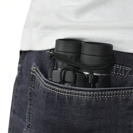 High Powered Mini Pocket Binoculars 10x25 with Phone Adapter – Compact, Lightweight, Portable – Black