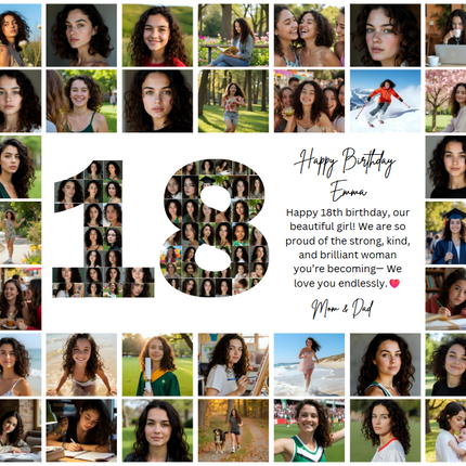 18th Birthday Milestone Photo Collage Template – Customizable Canva Design