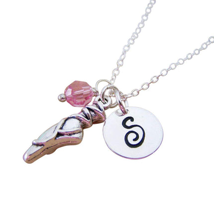Ballet Slipper Charm Necklace – Personalized Sterling Silver Jewelry