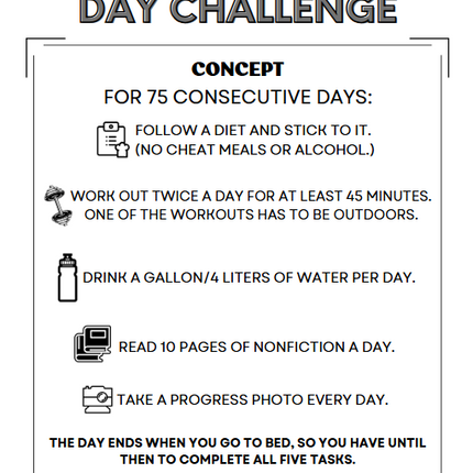75-Day Fitness Challenge Canva Template - Editable Daily Planner