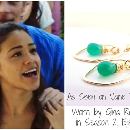 As Seen on Jane the Virgin – Green Onyx & 14k Gold Filled Earrings