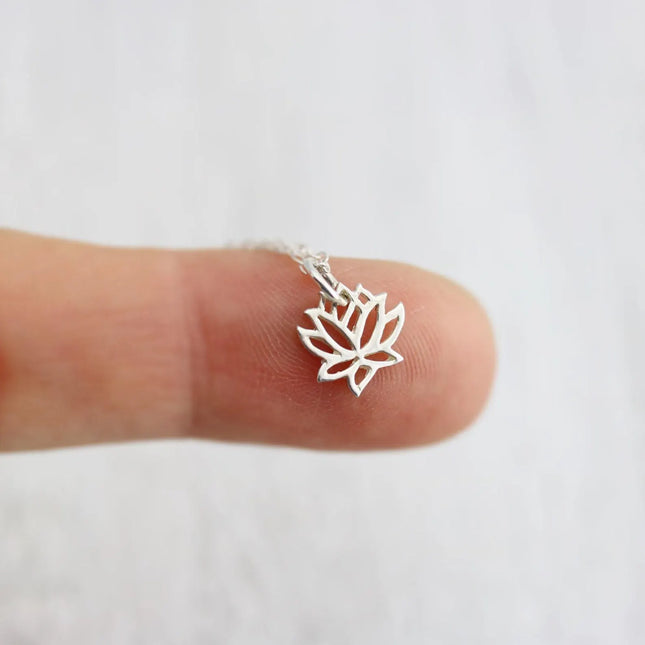 Sterling Silver Tiny Lotus Necklace – 16" Chain