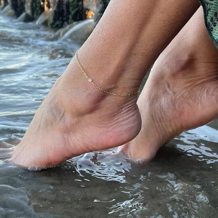 Dainty Moonstone Anklet – 14k Gold Filled or Sterling Silver
