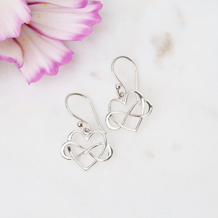 Infinity Heart Dangle Earrings – Mixed Metals - Bronze and Sterling Silver
