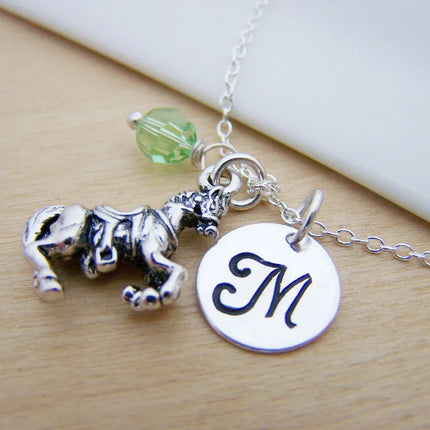 Personalized Horse Necklace – Sterling Silver Chain with Birthstone & Initial