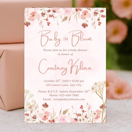 Baby in Bloom Invitation, Wildflowers Baby Shower Invitation & Thank You Card