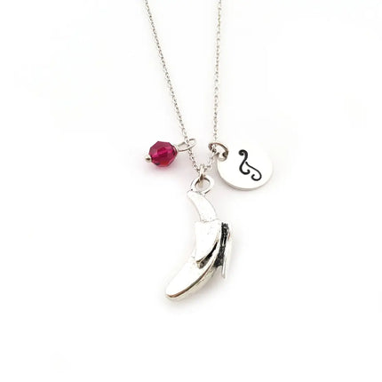 Personalized Banana Necklace – Sterling Silver Chain with Birthstone & Initial