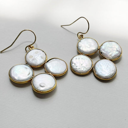 Coin Pearl Cluster Earrings – 14k Gold Filled Hooks