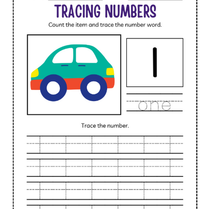 Toddler & Preschool Numbers Workbook – 40+ Page Printable PDF for Ages 3–5