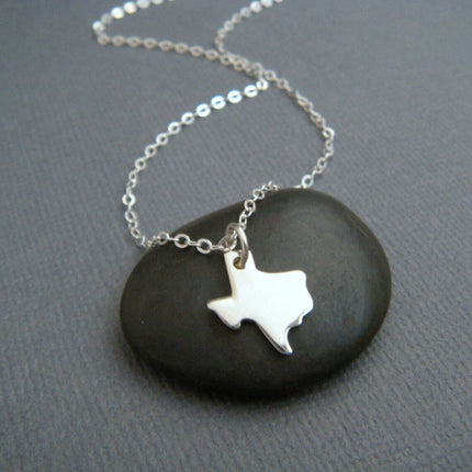 Tiny Texas State Necklace – Solid Sterling Silver TX Charm on 16" Chain