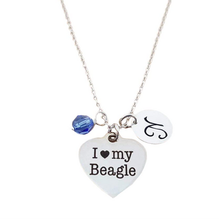 I Love My Beagle Charm Necklace – Personalized Sterling Silver Jewelry