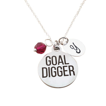 Goal Digger Charm Necklace – Personalized Sterling Silver Jewelry