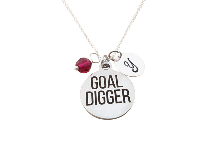 Goal Digger Charm Necklace – Personalized Sterling Silver Jewelry