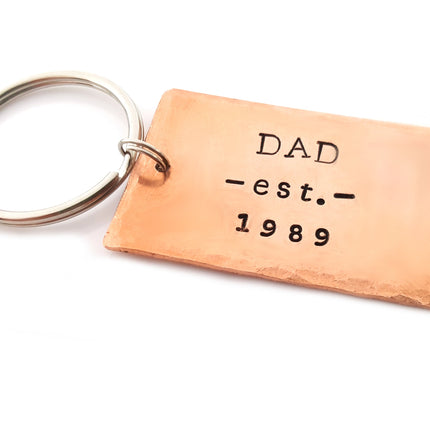 Dad est.  Hand Stamped Keychain