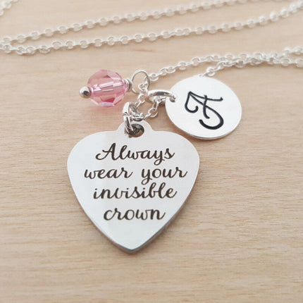 Always Wear Your Invisible Crown Necklace – Personalized Birthstone & Initial