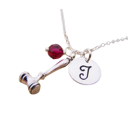Gavel Charm Necklace – Personalized Sterling Silver Jewelry