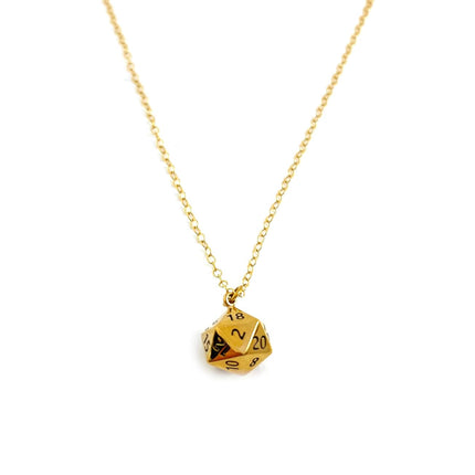 D20 Dice Necklace – 14k Gold Filled DnD Charm Jewelry, Handmade Gift for Her
