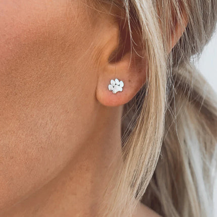 Sterling Silver Paw Stud Earrings – Pet Lover Dog Jewelry Gift