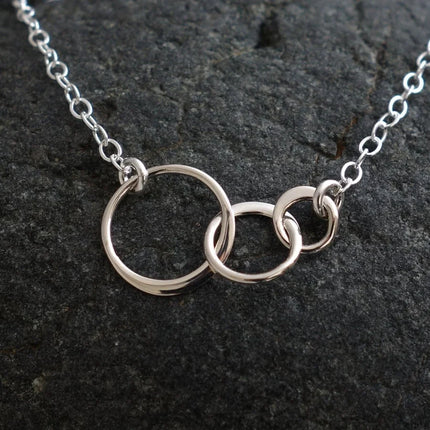 Sterling Silver Three Circle Necklace – 18" Chain