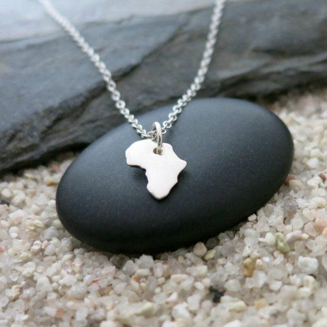 Tiny Africa Necklace – Sterling Silver Continent Charm on 16" Chain