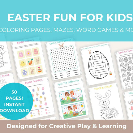 Easter Activity Book for Kids | 50 Pages | Printable