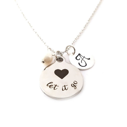 Let It Go Necklace – Sterling Silver with Birthstone & Initial Charm