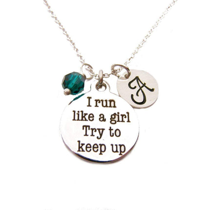 I Run Like a Girl Charm Necklace – Personalized Sterling Silver Jewelry