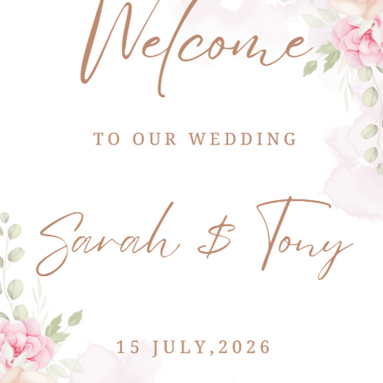 Editable Wedding Welcome Sign – Floral Canva Template | Instant Download