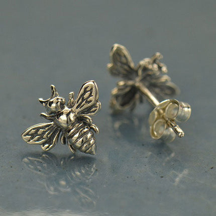 Sterling Silver Bee Stud Earrings – 9x11mm Honeybee Posts