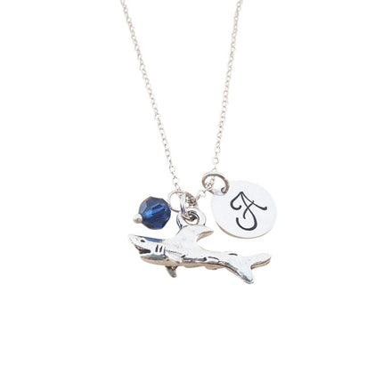 Great White Shark Charm Necklace – Personalized Sterling Silver Jewelry