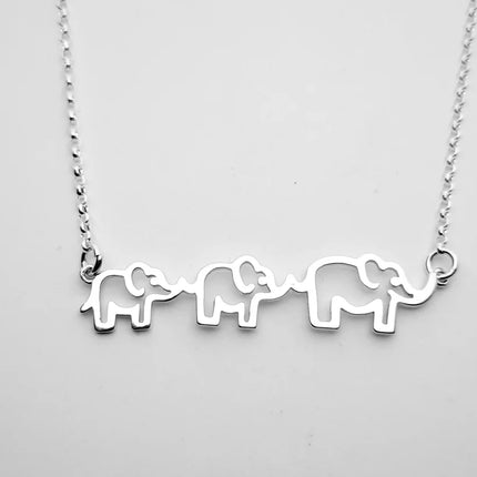 Mama and Two Baby Elephant Necklace – Sterling Silver Motherhood Pendant on 18" Chain