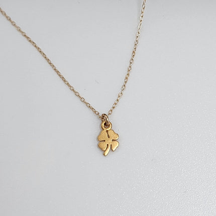 Tiny Gold Shamrock Necklace – Matte Vermeil Charm on 16" Chain