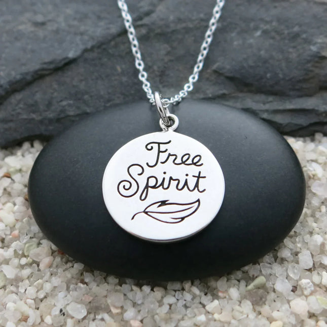 Free Spirit Necklace – Sterling Silver Quote Charm Necklace, Inspirational Gift
