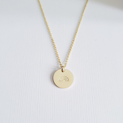 Rainbow Disc Necklace – Hand Stamped Pride Jewelry in Gold Filled or Sterling Silver