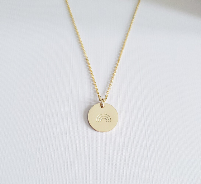 Rainbow Disc Necklace – Hand Stamped Pride Jewelry in Gold Filled or Sterling Silver
