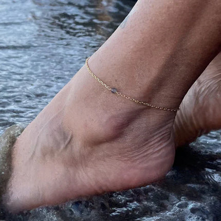 Dainty Labradorite Anklet – 14k Gold Filled or Sterling Silver