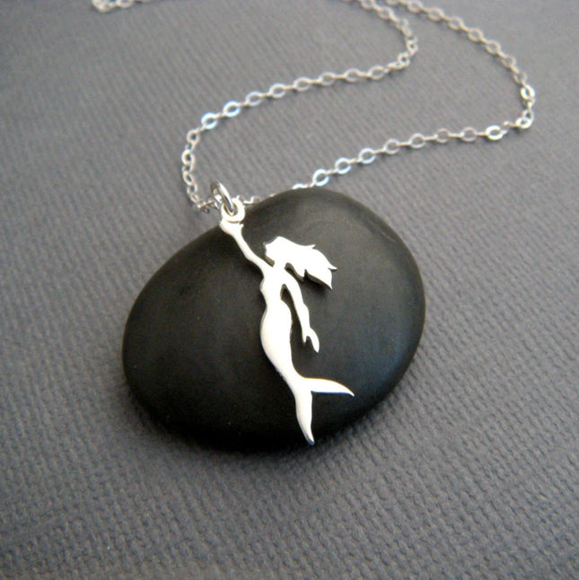 Tiny Mermaid Necklace – Sterling Silver Siren Charm on 16" Chain