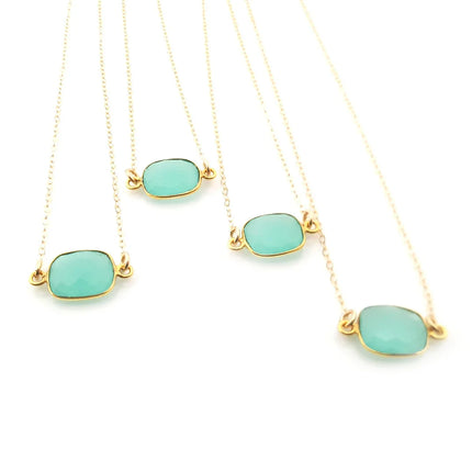 Chalcedony Gemstone Necklace - Gemstone Gold Necklace