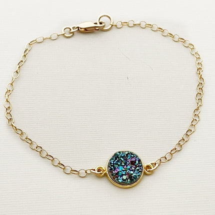 Rainbow Druzy Bracelet – 14k Gold Filled, 7.75 Inch