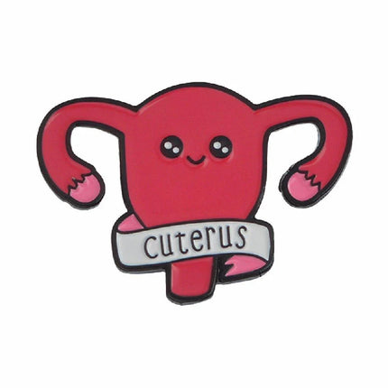 Cuterus Uterus Enamel Pin – Funny Feminist Pink Lapel Pin