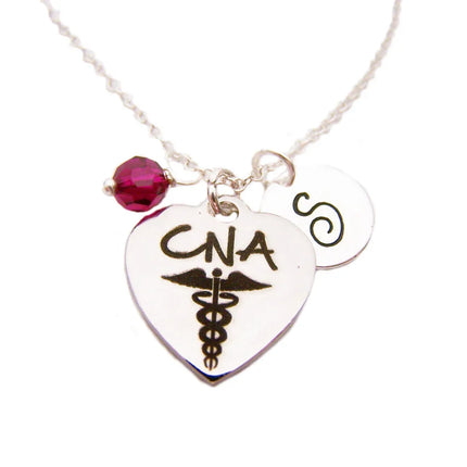 Personalized CNA Necklace – Sterling Silver Chain with Birthstone & Initial