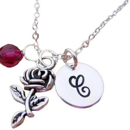 Rose Charm Necklace – Personalized Sterling Silver